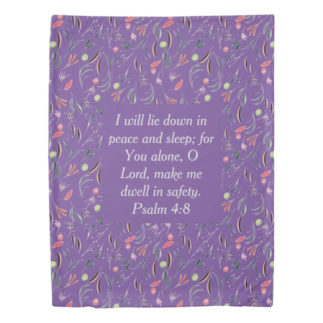 FLORAL Mauve Lilac Peace Sleep Safety | Christian Duvet Cover (Front)