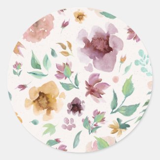 Floral Mauve, Peach, Pink Seamless Watercolor