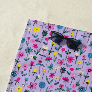 Floral Meadow Beach Towel