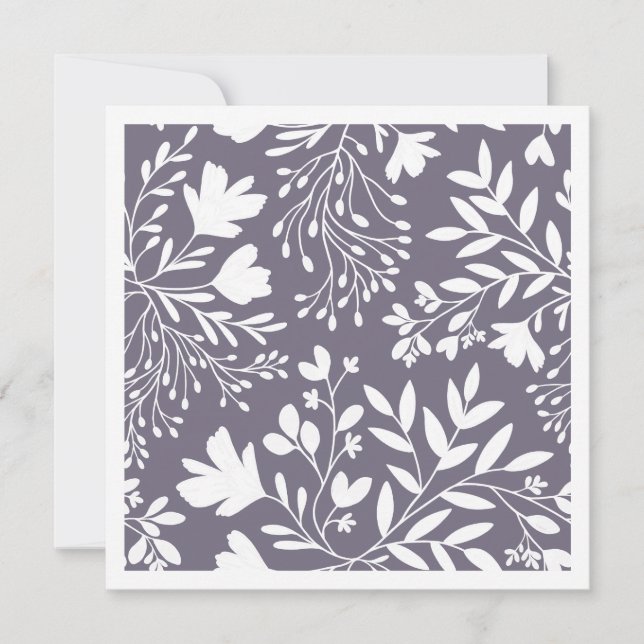 Floral Meadow Dreams Botanical Silhouettes Lav Note Card (Front)