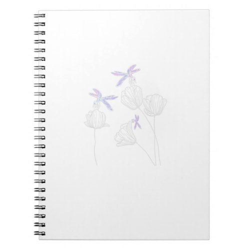 Floral Meadow Pretty Insect Flower Nature Dragonfl Notebook