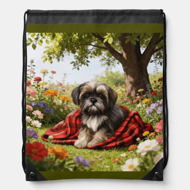 Floral Meadow Shih Tzu Backpack  ("Shih Tzu Garden Bag")