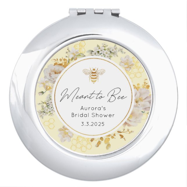 Floral meant to bee bridal shower compact mirror (Front)