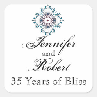 Floral Medallion in Teal Rose Envelope Seal