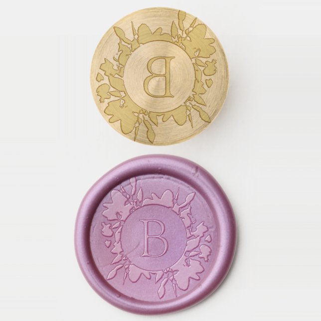 Floral medallion Initial Wedding Wax Seal Stamp (Stamped)