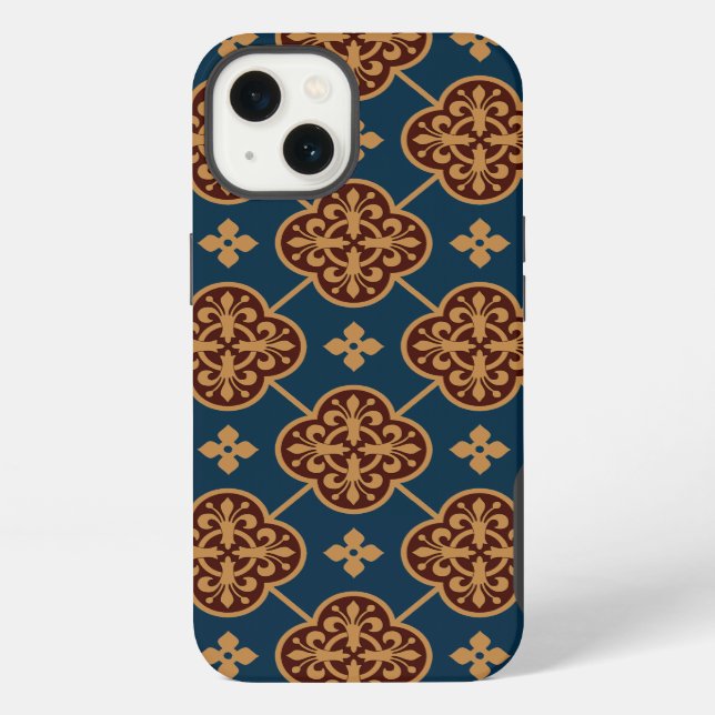 Floral medieval tile pattern CC0910 Augustus Pugin Iphone Case (Back)