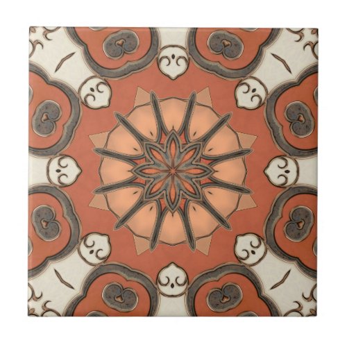 Floral Mediterranean Abstract Geometric Tile