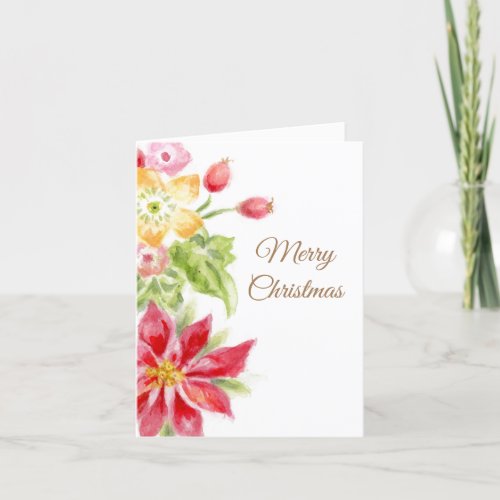 Floral Medley Merry Christmas Greeting Card