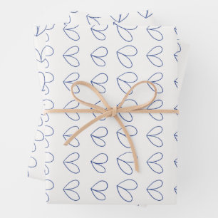 Floral medley outline in blue wrapping paper sheets