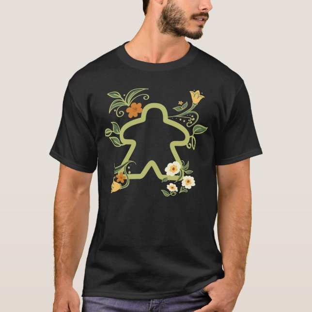 Floral Meeple Board Games T-Shirt (Front)