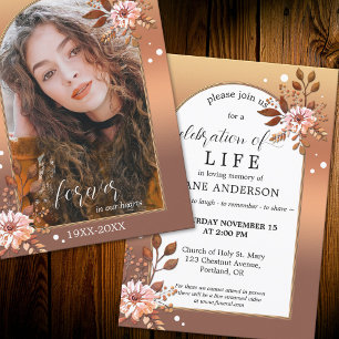 Floral Memorial Celebration of Life Photo Invitation