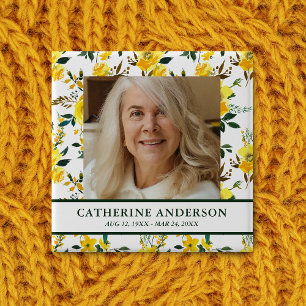 Floral Memorial Photo Button