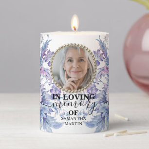 Floral Memorial Remembrance Pillar Candle