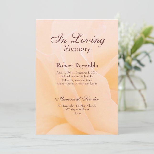 Floral Memorial Service Invitation (Standing Front)