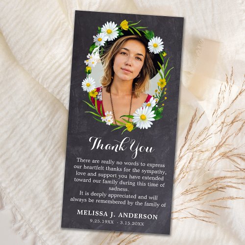 Floral Memorial Sympathy Custom Picture Funeral Thank You Card