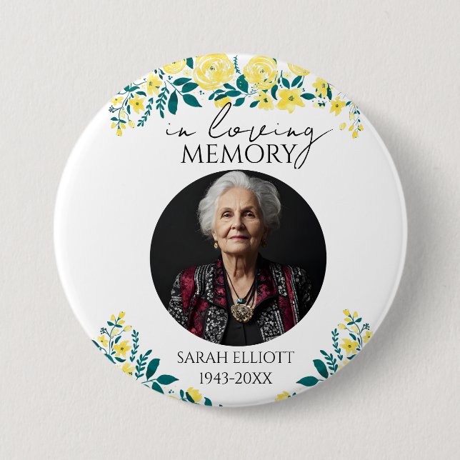 floral memory of loved one  button (Front)