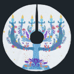 floral menorah hanukkah brushed polyester tree skirt<br><div class="desc">"floral menorah hanukkah ", "floral menorah""flowers menorah", "purple hanukkah", "pink hanukkah", "hanukkah menorah", "happy hanukkah", channukah, "floral hanukkah", Hanukkah</div>