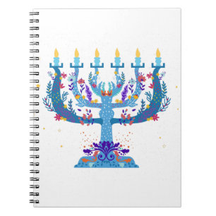 floral menorah hanukkah notebook
