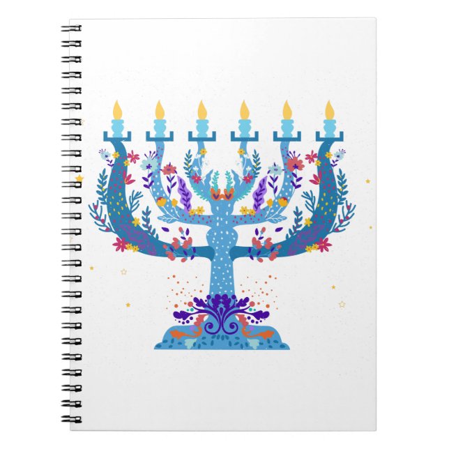 floral menorah hanukkah notebook (Front)