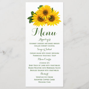 Floral Menu Sunflower Green And Yellow Flowers