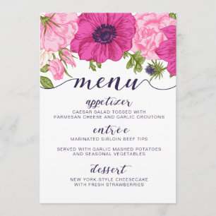 Floral Menu // Wedding, Bridal Shower, Baby Shower