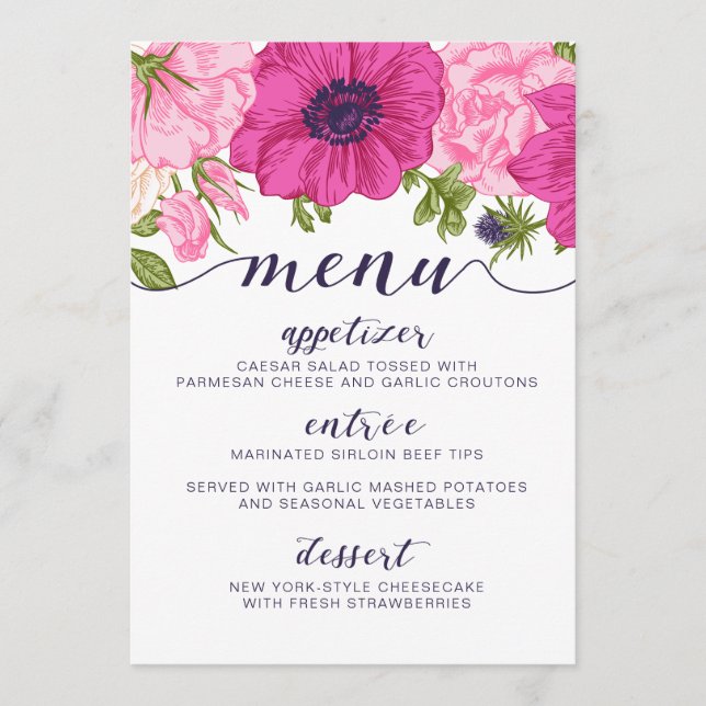 Floral Menu // Wedding, Bridal Shower, Baby Shower (Front)