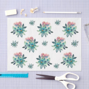 Floral Mermaid Decoupage For Shells Tissue Paper