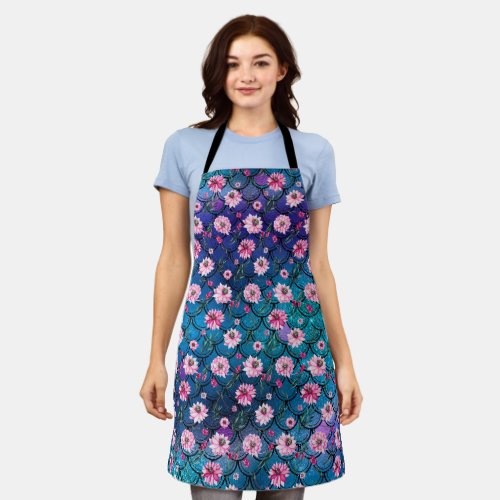 Floral Mermaid Glitter Aprons Cool Christmas Gift Apron