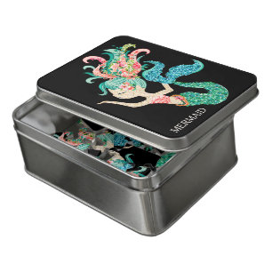 Floral Mermaid Illustration Jigsaw Puzzle
