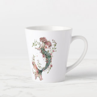 Floral Mermaid Latte Mug – Whimsical Romance