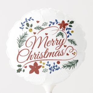Floral Merry Christmas   Balloon