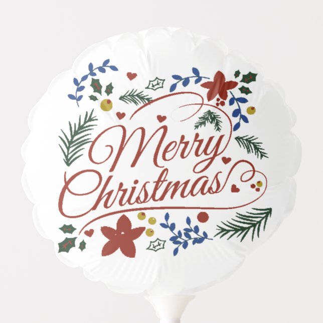 Floral Merry Christmas   Balloon (Front)