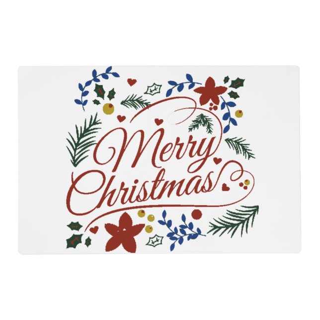 Floral Merry Christmas   Placemat (Front)