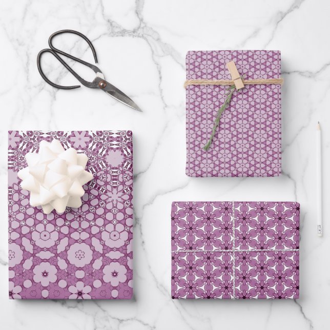 Floral Metamorphosis Pattern Wrapping Paper Sheets (Front)