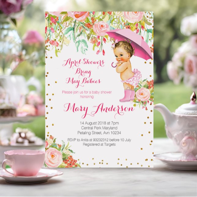 Floral Mexican Baby April Showers Baby Shower Invitation (Creator Uploaded)