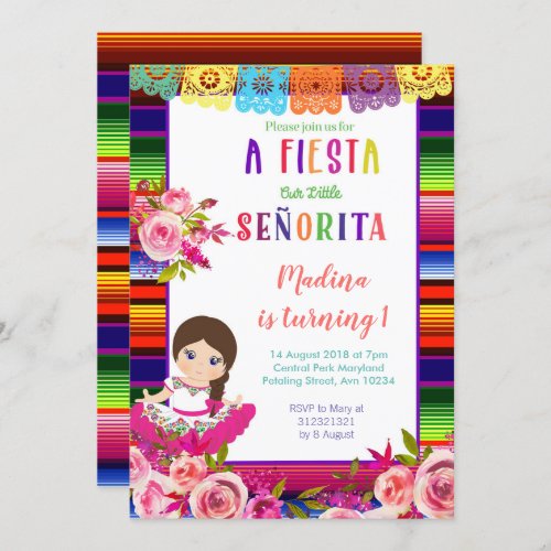Floral Mexican birthday invitations
