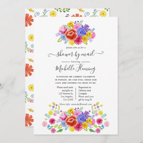 Floral Mexican Fiesta Baby Shower by Mail Invitation