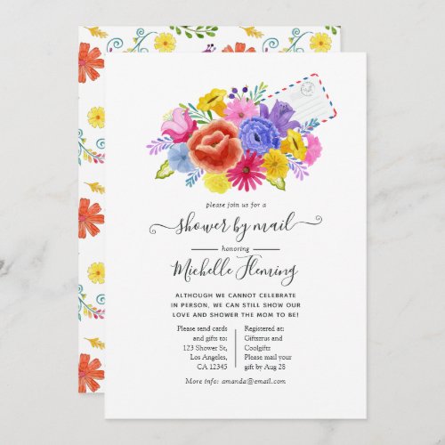 Floral Mexican Fiesta Baby Shower by Mail Invitation