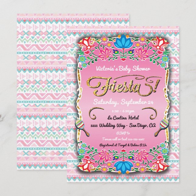 Floral Mexican Fiesta Baby Shower Invitation (Front/Back)