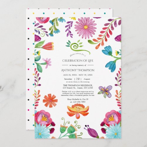 Floral Mexican Fiesta Celebration of Life Invitation