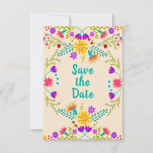 Floral Mexican Fiesta  Papel Picado _ Champagne Save The Date