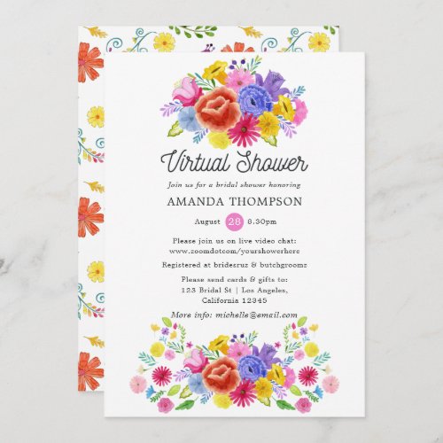 Floral Mexican Fiesta Virtual Bridal Shower Invitation