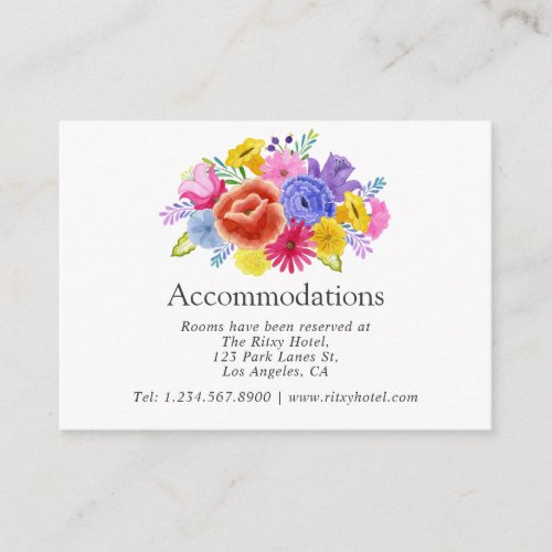 Floral Mexican Fiesta Wedding Accommodations Enclosure Card