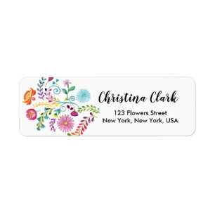 Floral Mexican Flowers Cute Personalized Custom Label