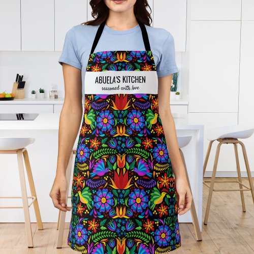 Floral Mexican Pattern Abuelas Kitchen Custom Apron
