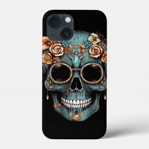 Floral Mexican Skull Day of the Dead Dia De Muerto iPhone 13 Mini Case