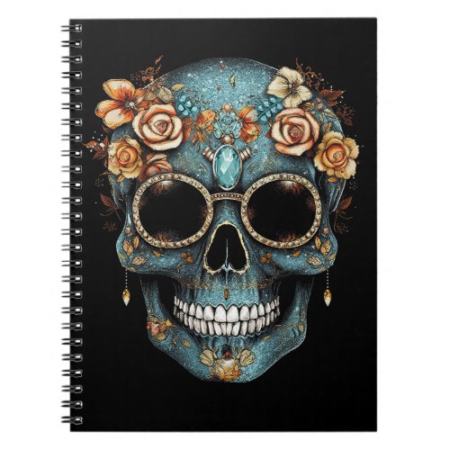 Floral Mexican Skull Day of the Dead Dia De Muerto Notebook