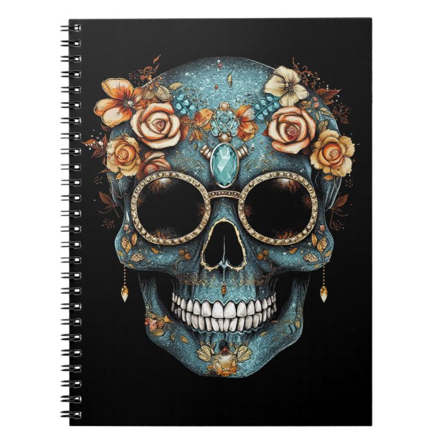 Floral Mexican Skull Day of the Dead Dia De Muerto Notebook (Front)