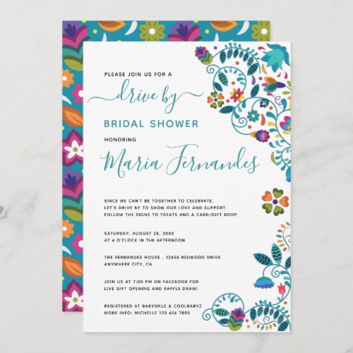 Floral Mexican Style Drive By Bridal Shower Invitation