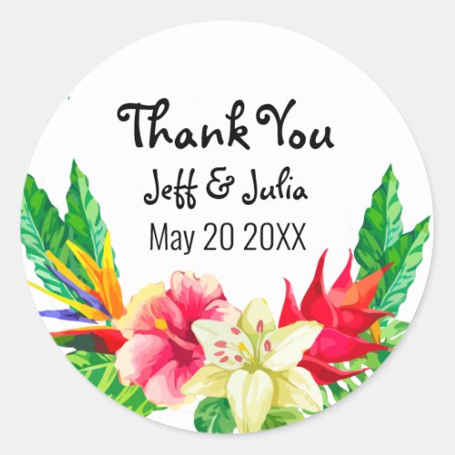 Floral Micro Wedding Thank You Stickers